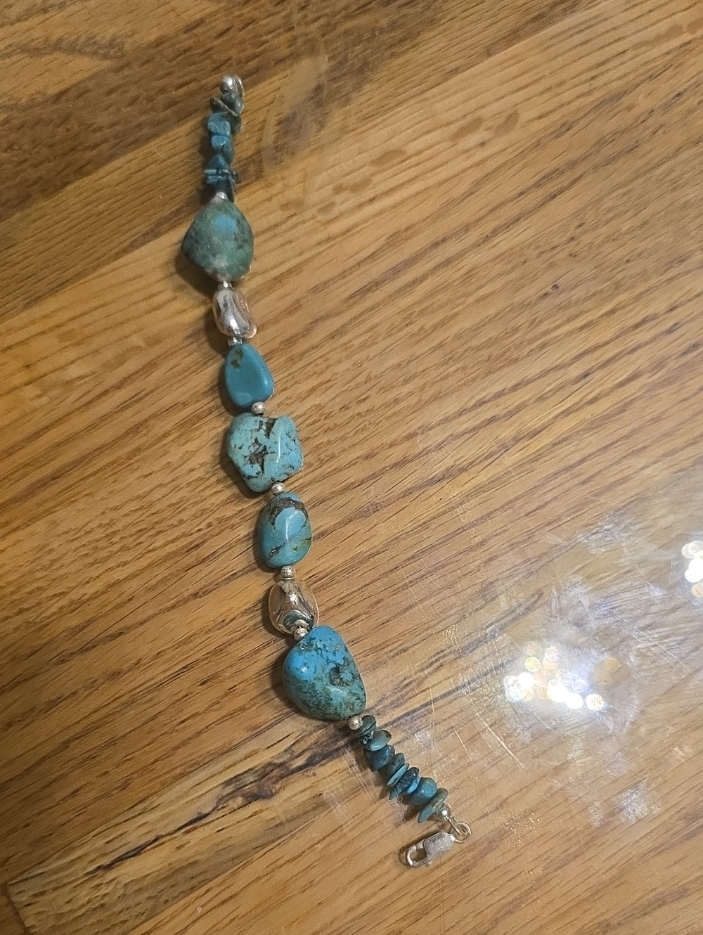 Turquoise Chip and Nugget Bracelet - Blue Turquoise